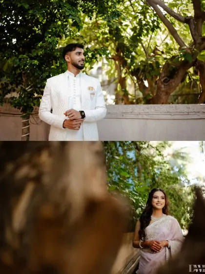 Individual portraits that tell a story of anticipation. I often shoot through natural frames like foliage to create a sense of intimacy and discovery.
