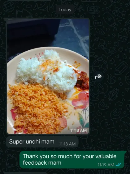 A happy customer enjoying a meal with my pickles. Seeing my food as part of your daily meals is a great feeling.