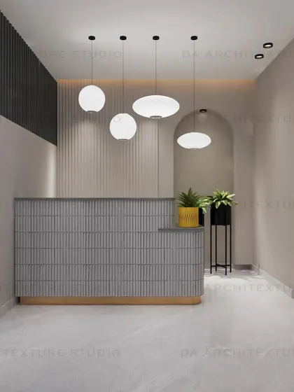 Various views of the transportation company office, showcasing the blend of pastel and vibrant colors, glass partitions, and minimal furniture that create a lively and modern workspace.