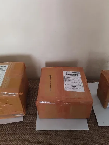 Orders packed, sealed, and ready for courier pickup. I ensure every package is securely taped and labelled to travel safely to you, whether you are in Noida or another city.