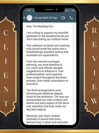 This wonderful feedback from a client highlights my commitment to creativity and attention to detail. Reading messages like this is the ultimate reward for the passion I pour into my work.
