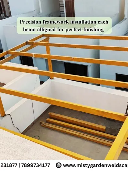 Precision is key. Our team installs the framework for the pergola, ensuring every beam is perfectly aligned for a flawless and structurally sound finish.