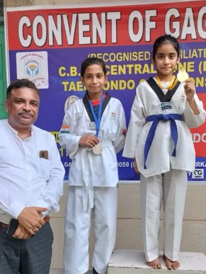 Naysha with her gold medal at the CBSE Central Zone Taekwondo Championship. A true champion.