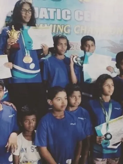 Team PMSC with their medals from the VAC Non-Medalist Swimming Competition. Raveen Anand also won the Individual Championship in her category.