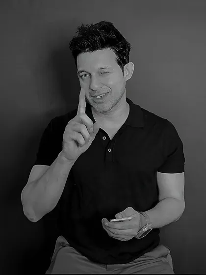 A playful, winking expression. This demonstrates a cheeky and charming personality that can be used for more lighthearted campaigns.