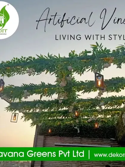Live with style using my artificial vines. This rooftop pergola is decorated with hanging vines and lanterns, creating a beautiful and romantic setting for the evening.