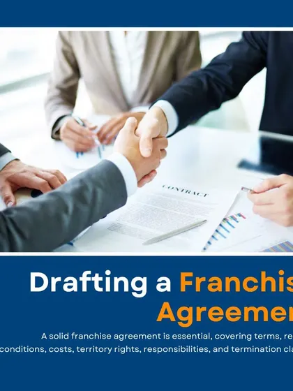 Drafting a solid franchise agreement is essential for a healthy franchisor-franchisee relationship. We ensure your agreement covers all critical terms, including renewal conditions, costs, territory rights, and termination clauses.