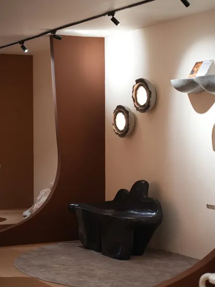 Scenes from our Nature's Alchemy Collection exhibit at India Design Mumbai. Showcasing our sculptural art pieces, including the winged Pakhru chair, the dark Coral bench, and whimsical cactus sculptures.