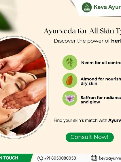 Ayurveda offers a solution for all skin types, and we find the right match for you. Our treatments use the power of herbs like Neem for oil control, Almond for nourishing dry skin, and Saffron for achieving a radiant glow.