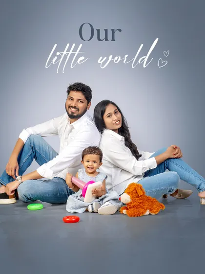 Our little world, built on laughter and held together by love. This modern family portrait with matching white shirts and jeans is simple, stylish, and full of heart.