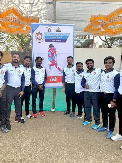 The full team of skilled umpires from Hockey Thane Association and Hockey Navi Mumbai who officiated the Police Range Tournament.