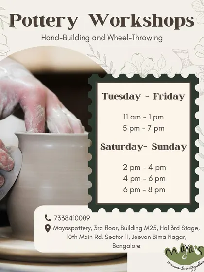 Our workshop schedule poster. We have sessions on weekdays and weekends to fit your life.
