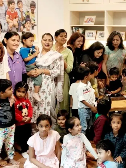 A celebratory moment with our children and teachers after being recognized by the Times of India. Our success is a shared joy with our entire school community.