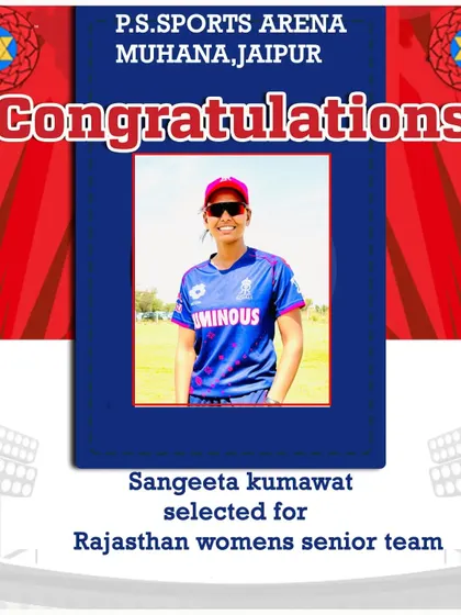 Another achievement for Sangeeta Kumawat, selected for the T20 Rajasthan Women's Senior Team. Her consistent performance is a testament to her dedication.