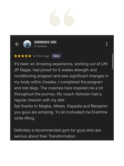 In his review, Sri Nidhi mentions seeing significant changes within just two weeks and thanks his coaches for their inspiration and motivation.