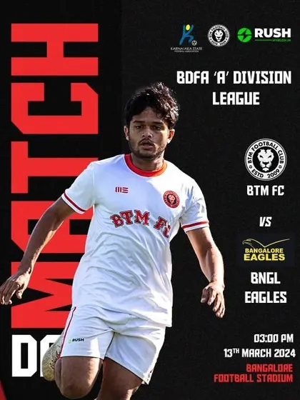 Gearing up for a riveting encounter against Bangalore Eagles FC in the 'A' Division. Your support drives us forward.