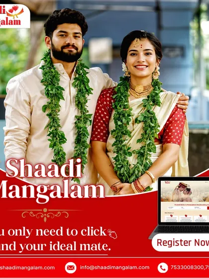 This couple, in their elegant Kerala wedding attire, showcases the beauty of simplicity. Finding your ideal mate is just a click away with our platform.