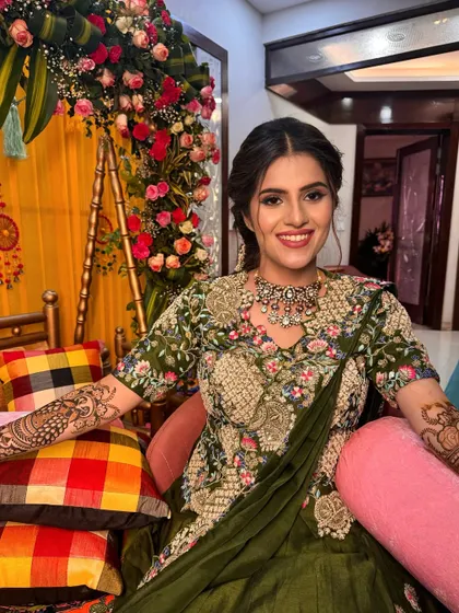 My doll is ready to get married. For her Mehendi, I gave her a fresh, happy look with a simple hairstyle, letting her smile be the main accessory.