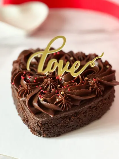 The sweetest way to celebrate love is by sharing a delicious brownie. This heart-shaped brownie for Valentine's Day is topped with a rich Belgian chocolate frosting.