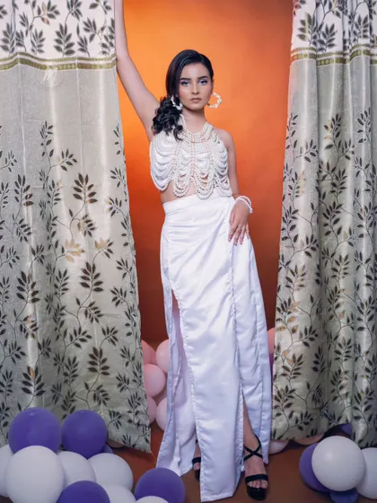 Another full-length shot, showing the look in a different pose.