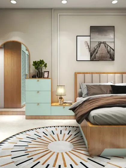 A duplicate of ID 144, highlighting the serene color palette and the thoughtful integration of furniture in this bedroom.
