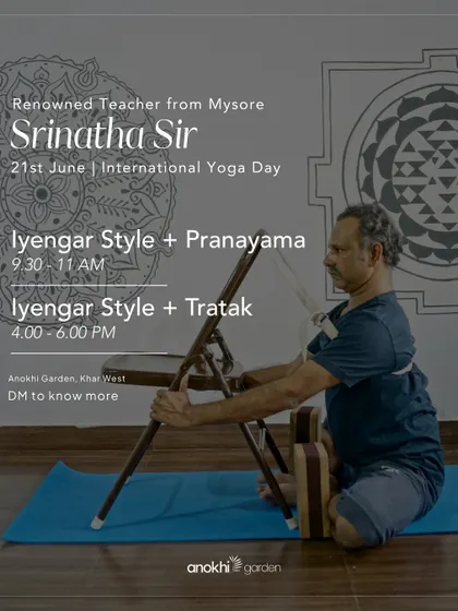 For International Yoga Day, we welcomed Srinatha Sir for two unique sessions: Iyengar Style with Pranayama and Iyengar Style with Tratak (eye meditation).