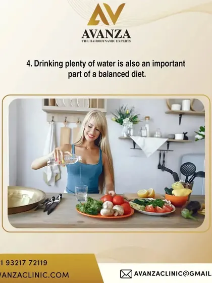 Hydration is a key part of a balanced diet and overall health. Drinking plenty of water is essential for maintaining good circulation to the scalp and keeping your hair follicles healthy.