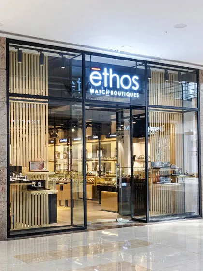 The facade of the Ethos Watch Boutiques in Guwahati, which is identical to ID 33. This shows our precision in executing a brand's signature architectural style consistently across multiple cities.