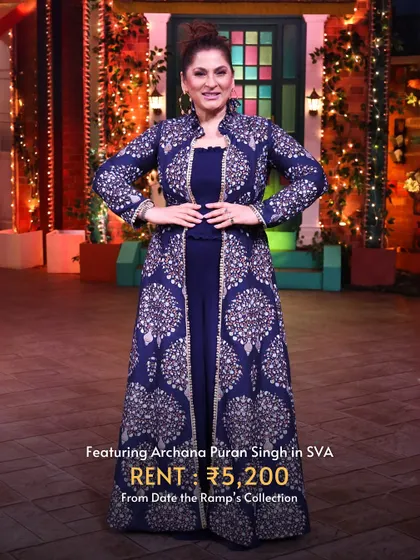 Archana Puran Singh looking stunning in an SVA outfit. She knows the real 'Pyaar kya hai?': looking fab and saving smart with rentals.