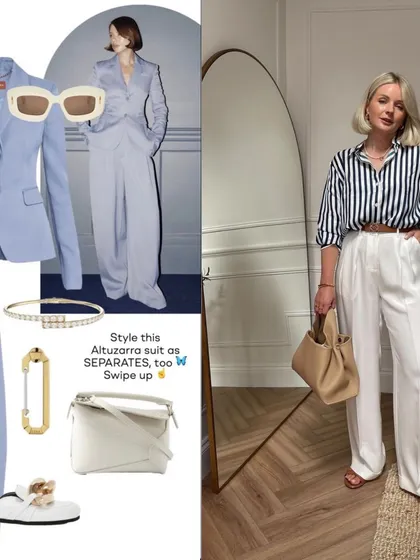 This inspiration board shows how to style a suit as separates for a relaxed yet polished 'Old Money' vibe. Pairing tailored trousers with a striped shirt creates a versatile and effortlessly chic outfit.