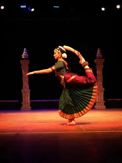 This is a physically demanding pose that requires immense flexibility and balance, a result of years of dedicated practice. It is from my performance at Antaranga 2024.