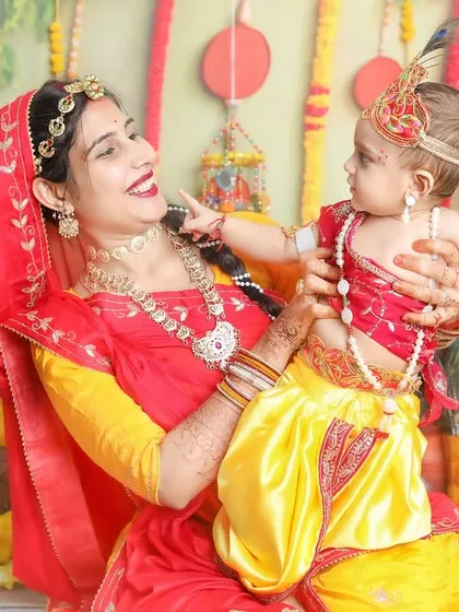 The playful interaction between mother and child is what makes these photos so precious. A candid moment during our Krishna themed photoshoot.