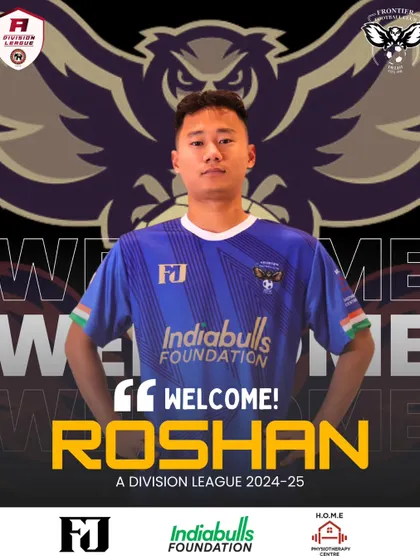 Welcoming Roshan to the Frontier Eagles. He has a proven track record in Delhi's top leagues, including the Senior Division and Delhi Premier League with clubs like Sudeva Delhi FC.