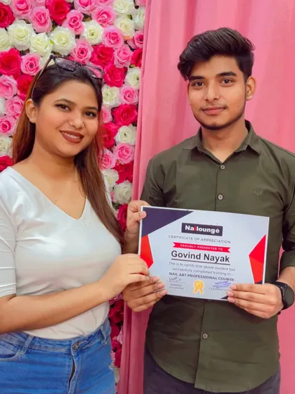 Welcoming Govind Nayak to our community of certified nail professionals. My course is for anyone passionate about nail art, with flexible timings to suit your schedule.