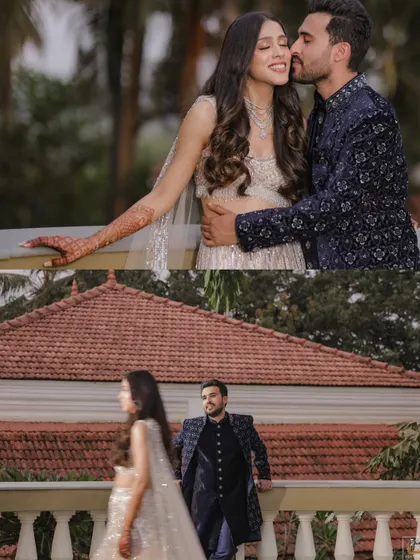 A collage of romantic moments from the couple's Sangeet night.
