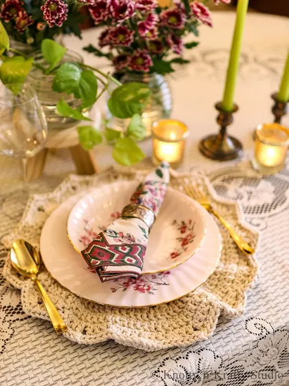 A close-up of the Wagon Wheel Placemat, showing the beautiful texture and craftsmanship.