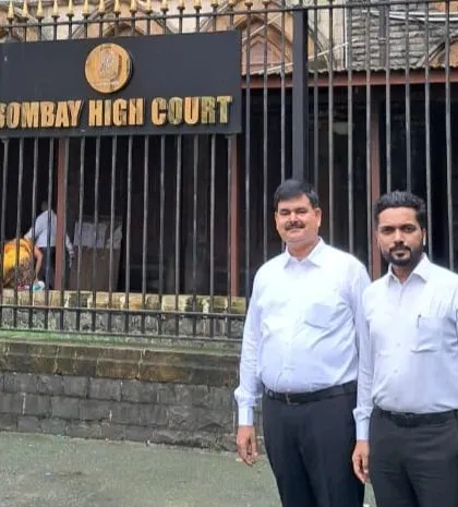 My practice is not limited to Delhi. Here, I am with a colleague at the Bombay High Court, showcasing my firm's capability to handle significant civil cases and property disputes in major legal jurisdictions across India.
