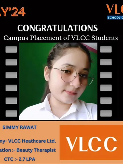 Congratulations to my student Simmy Rawat on her placement as a Beauty Therapist at VLCC Healthcare. I am proud to see my graduates succeed.