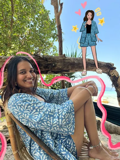 Chilling in the Andamans with my cartoon twin. I can create these for your relaxed, vacation moments too.