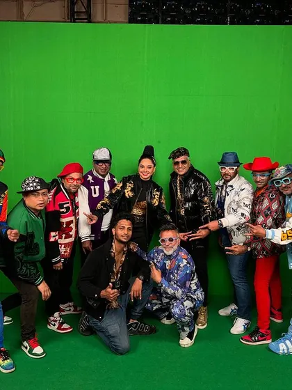 Here I am with the full corporate crew. It's always rewarding to see people who don't dance regularly come together, learn the steps, and perform with so much energy and confidence.