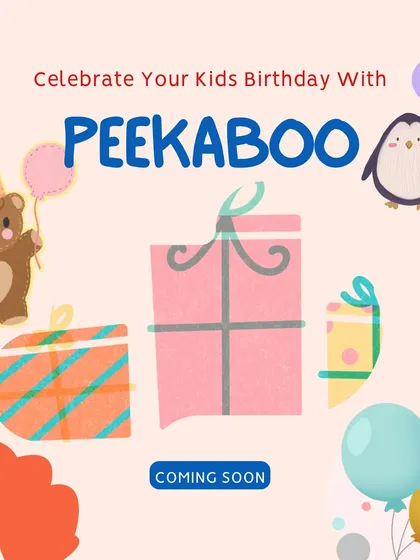 An illustration announcing that you can celebrate your kid's birthday with us.