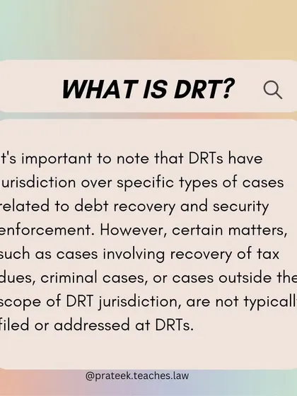 It is important to note that DRTs have specific jurisdiction. They do not handle matters like tax recovery or criminal cases.