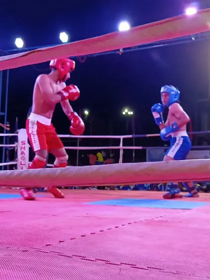 A technical boxing exchange during Subhan's semi-final win.