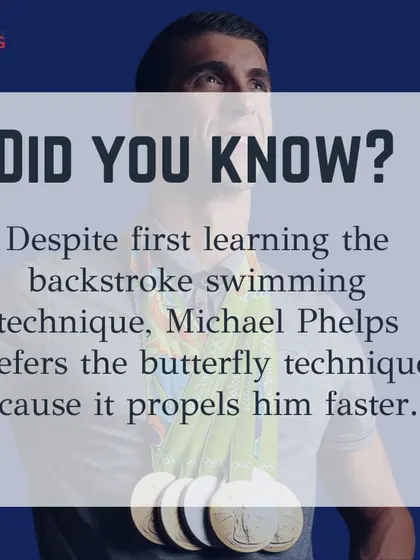 While he first learned the backstroke, Michael Phelps's preferred stroke is the butterfly. This 'Did You Know?' fact highlights that the butterfly stroke is what propelled him to many of his world records, showcasing the power and speed of this demanding technique.