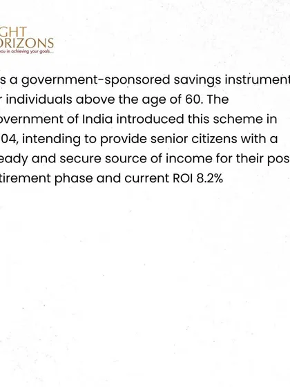 This slide from our bulletin introduces the Senior Citizen Savings Scheme (SCSS). We describe it as a government-sponsored instrument for individuals over 60, providing a steady and secure income post-retirement.