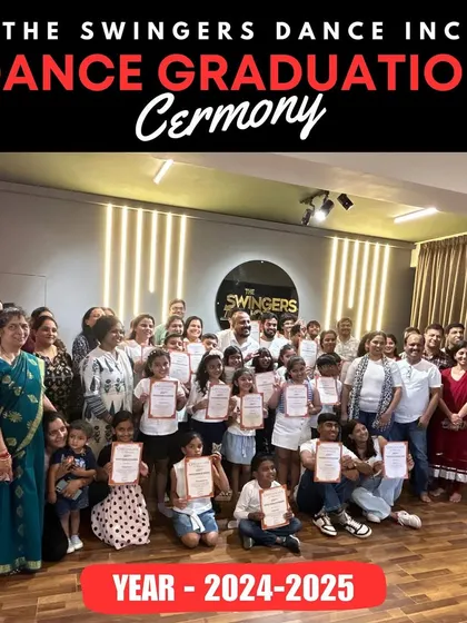 Our junior graduates proudly holding their certificates. This ceremony marks the successful completion of their dance training program for the year.