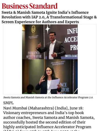 A feature in Business Standard about our 4-day immersive experience designed to unlock the voice and confidence of a new wave of leaders.