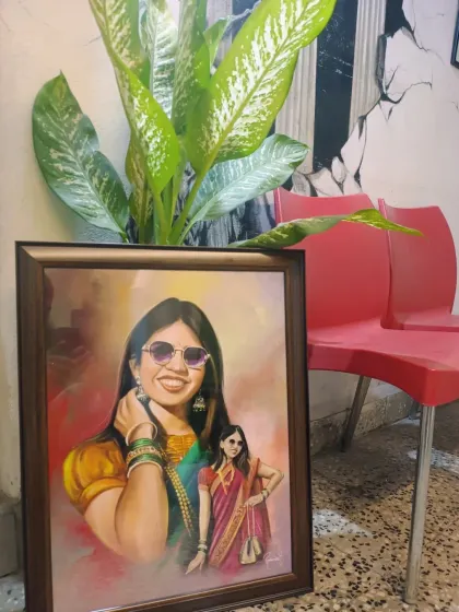 Here is a finished custom portrait, framed and ready to be displayed. I always deliver a high-resolution digital file, so you can easily print and frame your artwork to enjoy in your home.