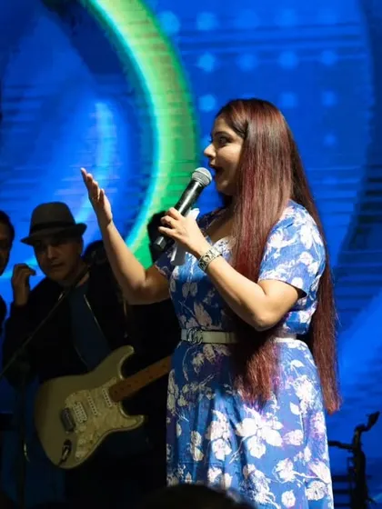 On stage with my band during the SHAAN Live In Concert for the Indian Society of Organ Transplants in Ahmedabad. As a live host, I work closely with the musicians to ensure smooth transitions and high energy throughout the show.