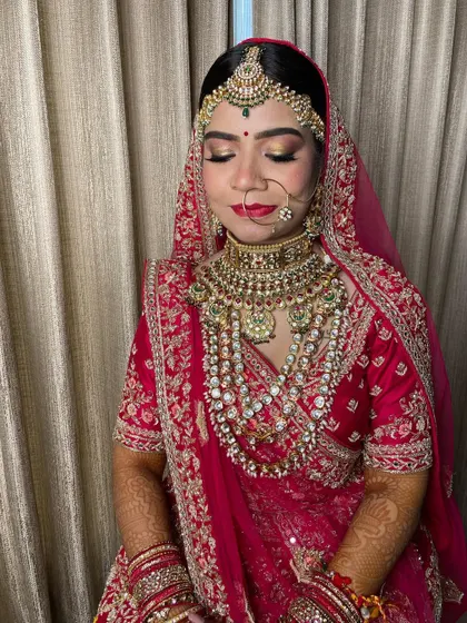 Another detailed shot of the eye makeup, showing the blend of colours and the precision of the application.